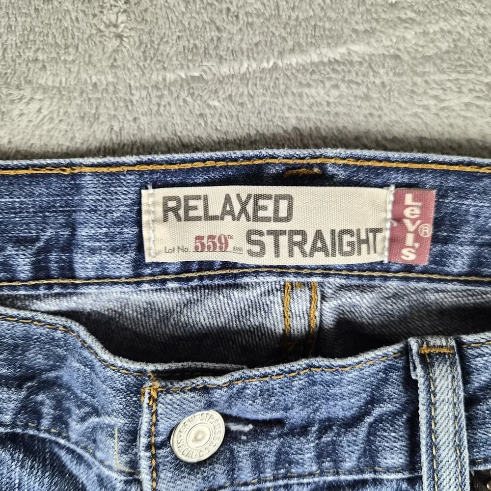 Levis 559 Relaxed Straight Jeans Mens 38x32 Blue Denim Medium Wash Cotton Y2K